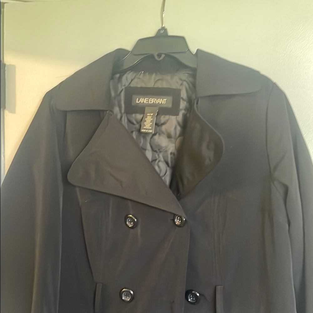 Lane Bryant Women's Black Double-Breasted Coat